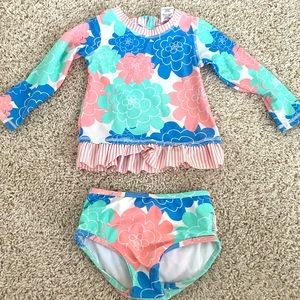 Ruffle Butts Long Sleeve Rash Guard Two Piece size 18-24m